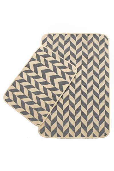 Giz Home Solo Klozet Takımı 2'Li Krem Gri Zigzag