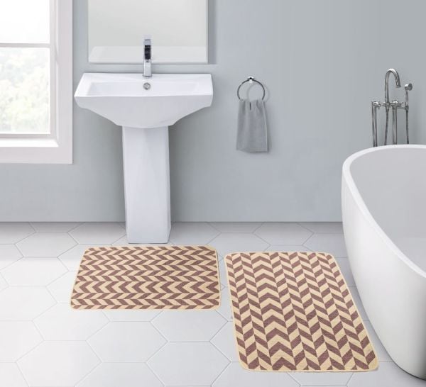 Giz Home Solo Klozet Takımı 2'Li Krem Pembe Zigzag