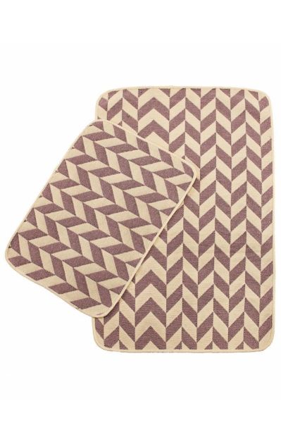 Giz Home Solo Klozet Takımı 2'Li Krem Pembe Zigzag