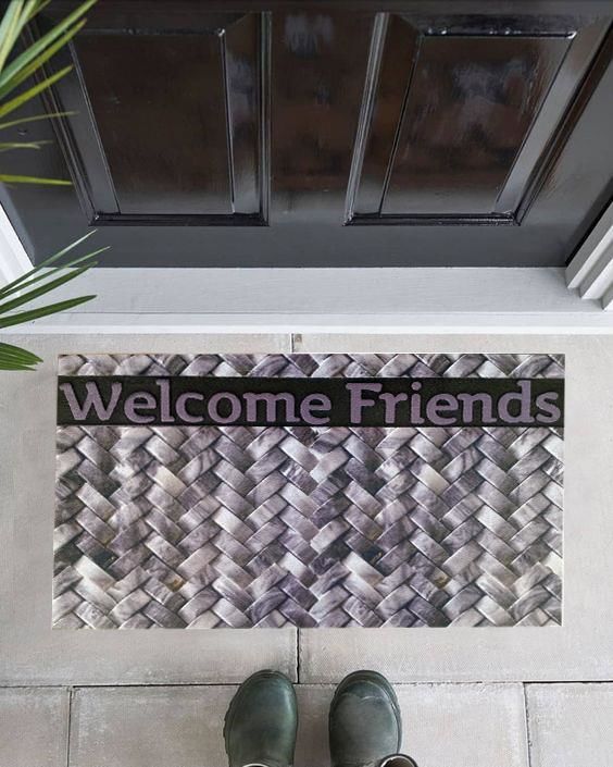 Giz Home Mozaik Kapı Paspası 45X75 Welcome Friends Örgü