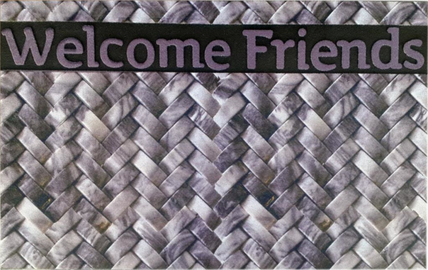 Giz Home Mozaik Kapı Paspası 45X75 Welcome Friends Örgü