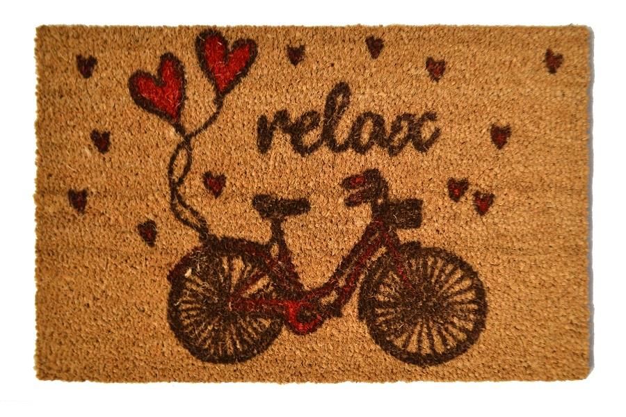 Giz Home Koko Kapı Paspası 40X60 Bisikletli Kalpler