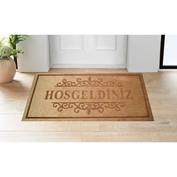 Giz Home Parga Kapı Paspası 40X75 Kahve Hoşgeldiniz