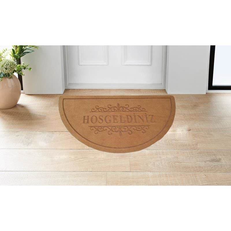 Giz Home Parga Yarımay Kapı Paspası 40X75 Kahve Hoşgeldiniz