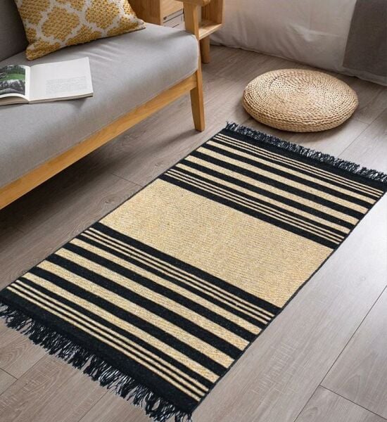Giz Home Lara Pamuklu Kilim LR02 Siyah Sarı