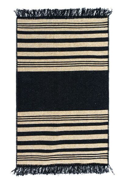 Giz Home Lara Pamuklu Kilim LR02 Siyah Sarı