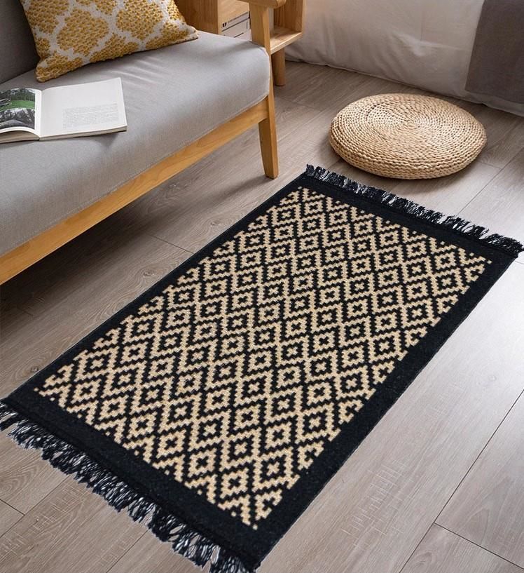 Giz Home Lara Pamuklu Kilim LR01 Siyah Sarı