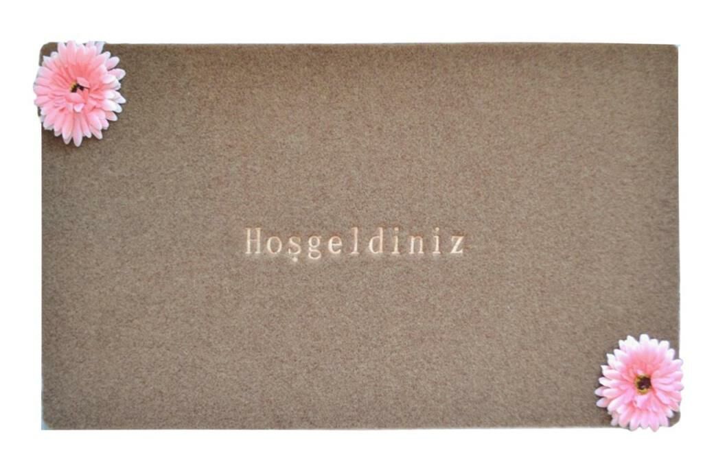 Giz Home Yapma Çiçek/Teri Kapı Paspası 40X60 Kahve Pembe Ayrı Çiçek