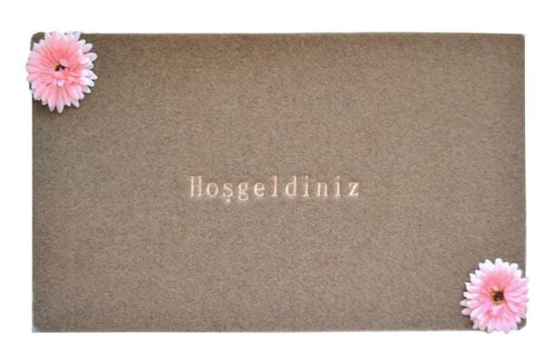 Giz Home Yapma Çiçek/Teri Kapı Paspası 40X60 Kahve Pembe Ayrı Çiçek