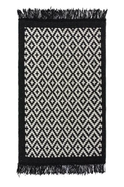 Giz Home Lara Pamuklu Kilim LR01 Siyah Beyaz