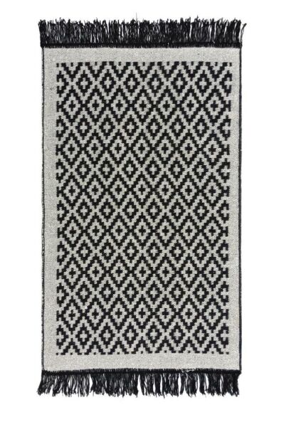 Giz Home Lara Pamuklu Kilim LR01 Siyah Beyaz