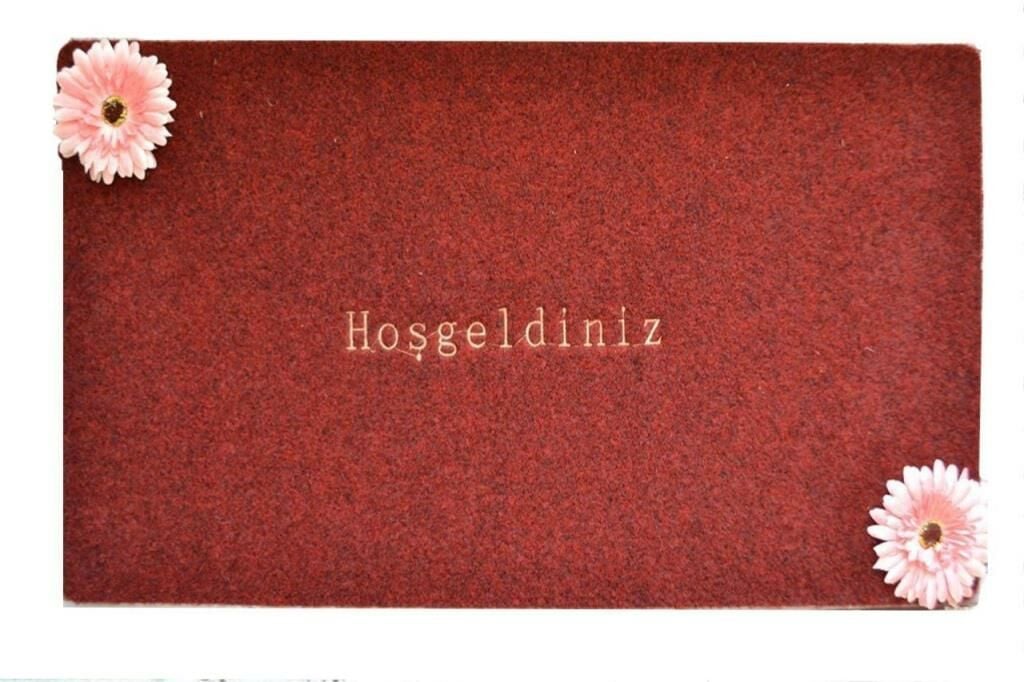 Giz Home Yapma Çiçek/Teri Kapı Paspası 40X60 Kırmızı Pembe Ayrı Çiçek