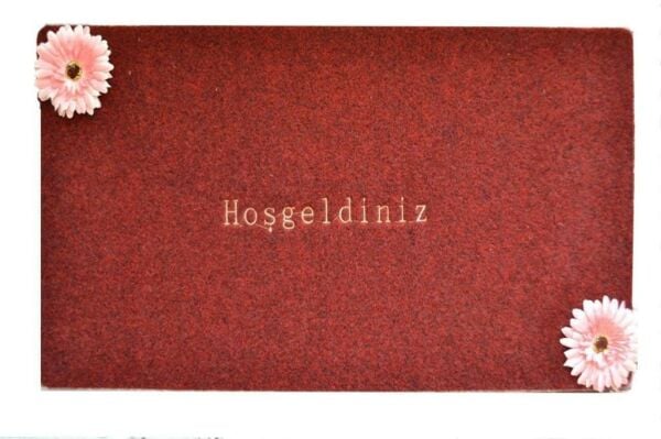 Giz Home Yapma Çiçek/Teri Kapı Paspası 40X60 Kırmızı Pembe Ayrı Çiçek
