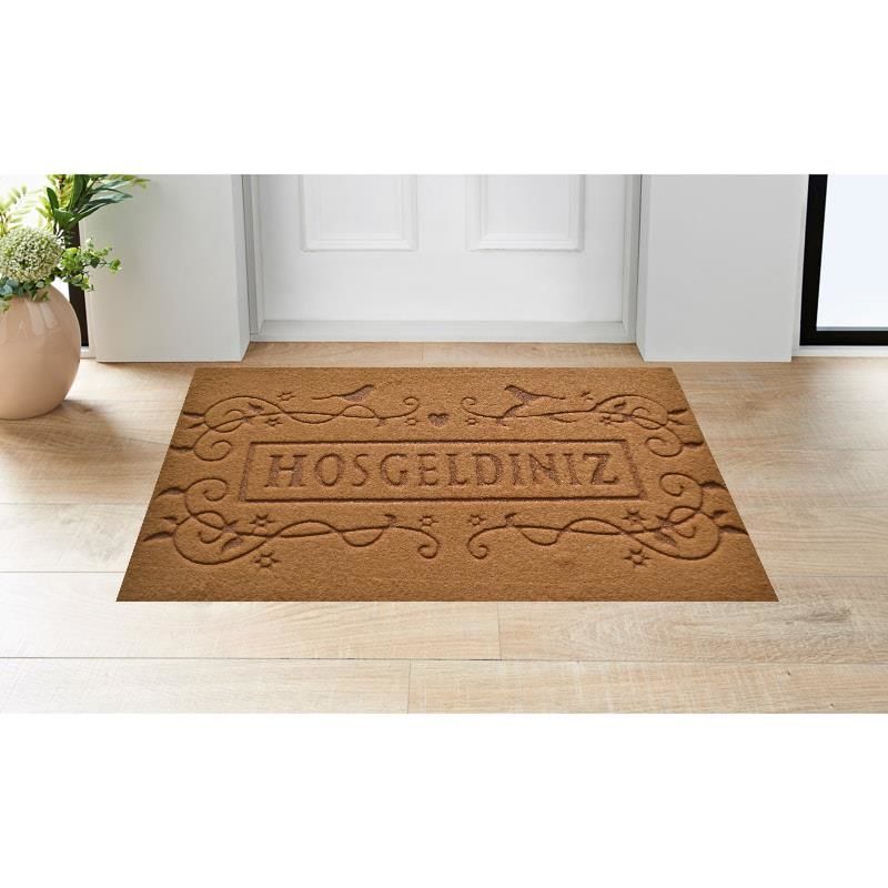Giz Home Parga Kapı Paspası 40X75 Kahve Hoşgeldiniz Kuşlu