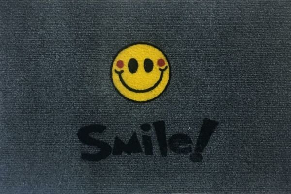 Giz Home İtalyan Luna Kapı Paspası 40X60 Gri Smile Gülen Yüz