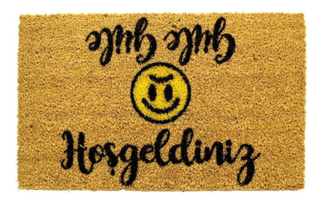 Giz Home Koko Kapı Paspası 33X55 Hoşgeldiniz Güle Güle Smile
