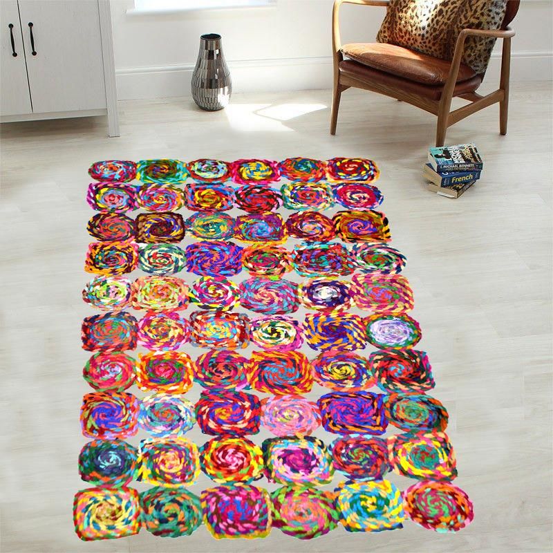 Giz Home Bolero Jüt Örgü Halı 80X140 D10-499 Dikdörtgen Çok Renkli