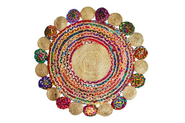 Giz Home Bolero Jüt Örgü Halı 120X120 Y11-272 Yuvarlak Multi