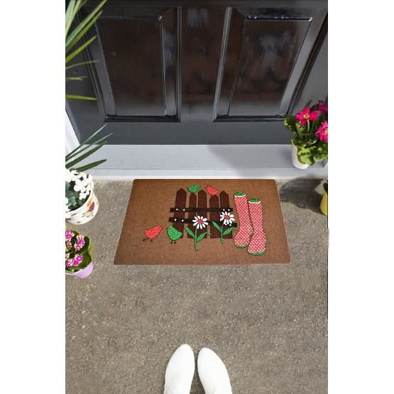 Giz Home Boyalı/Megan Kapı Paspası 40X60 Kahve Çizme