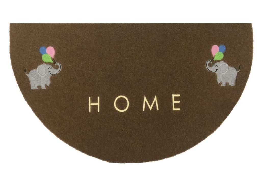 Giz Home Nakışlı/Brode Kapı Paspası 40X70 Yarımay Kahve Filler