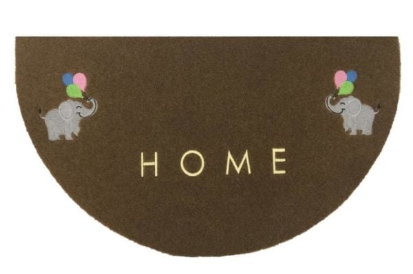 Giz Home Nakışlı/Brode Kapı Paspası 40X70 Yarımay Kahve Filler