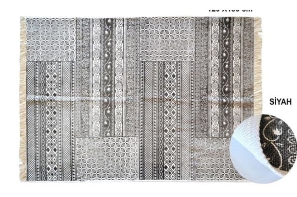 Giz Home Etnik Pamuklu Kilim 120X180 Siyah