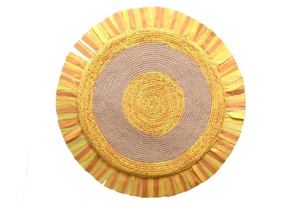 Giz Home Samba Jüt Örgü Halı 120X120 S1 Sarı