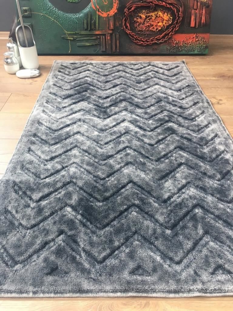 Giz Home Shu Pamuklu Halı 80X150 Antrasit Zigzag