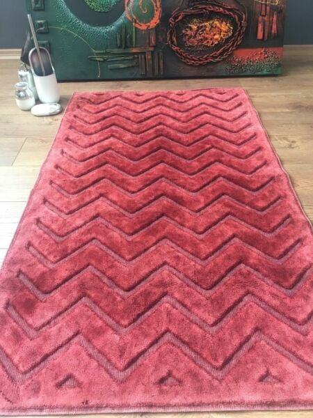 Giz Home Shu Pamuklu Halı 80X150 Vişne Zigzag